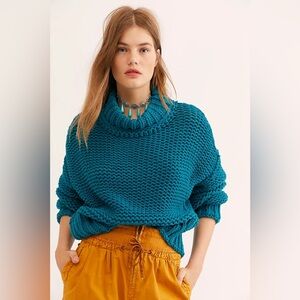 NWOT Free People My Only Sunshine Sweater Chunky Knit In Teal